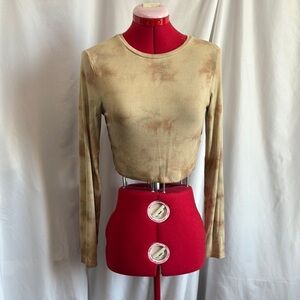 Garage Beige Tie-Dye Long Sleeve Top